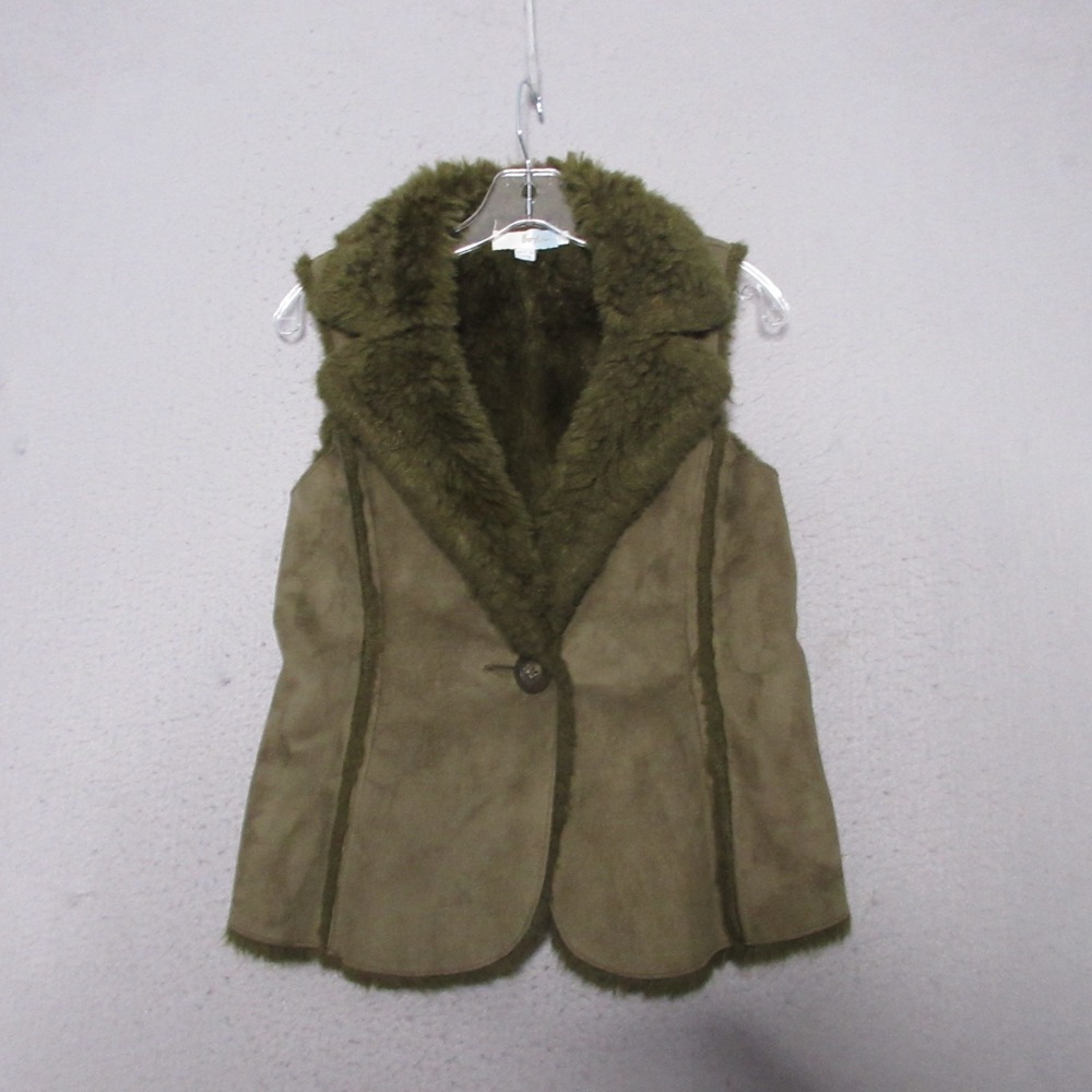 Boden Vest 4 Brown Penny Lane‎ Hippie Y2K Faux Fur Suede Boho Shearling Fitted